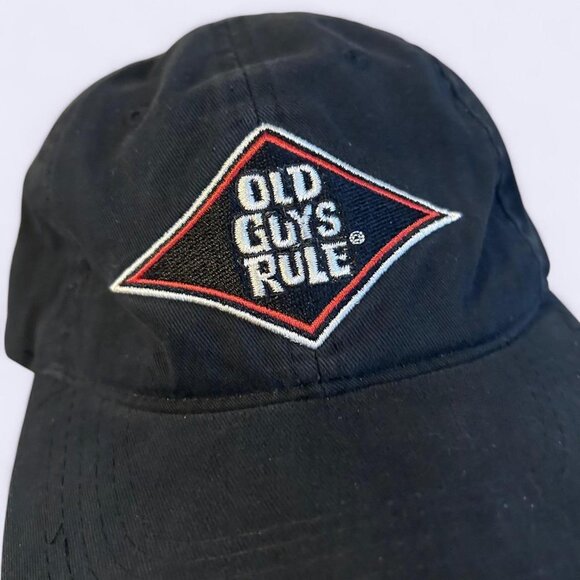 Old Guys Rule Black Baseball Cap Grunge Goth Punk Rock Mens Hat - Picture 2 of 7